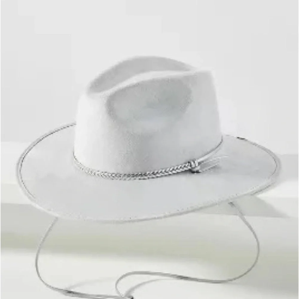 Anthropologie ASN Silver Braided Trimmed Rancher Hat